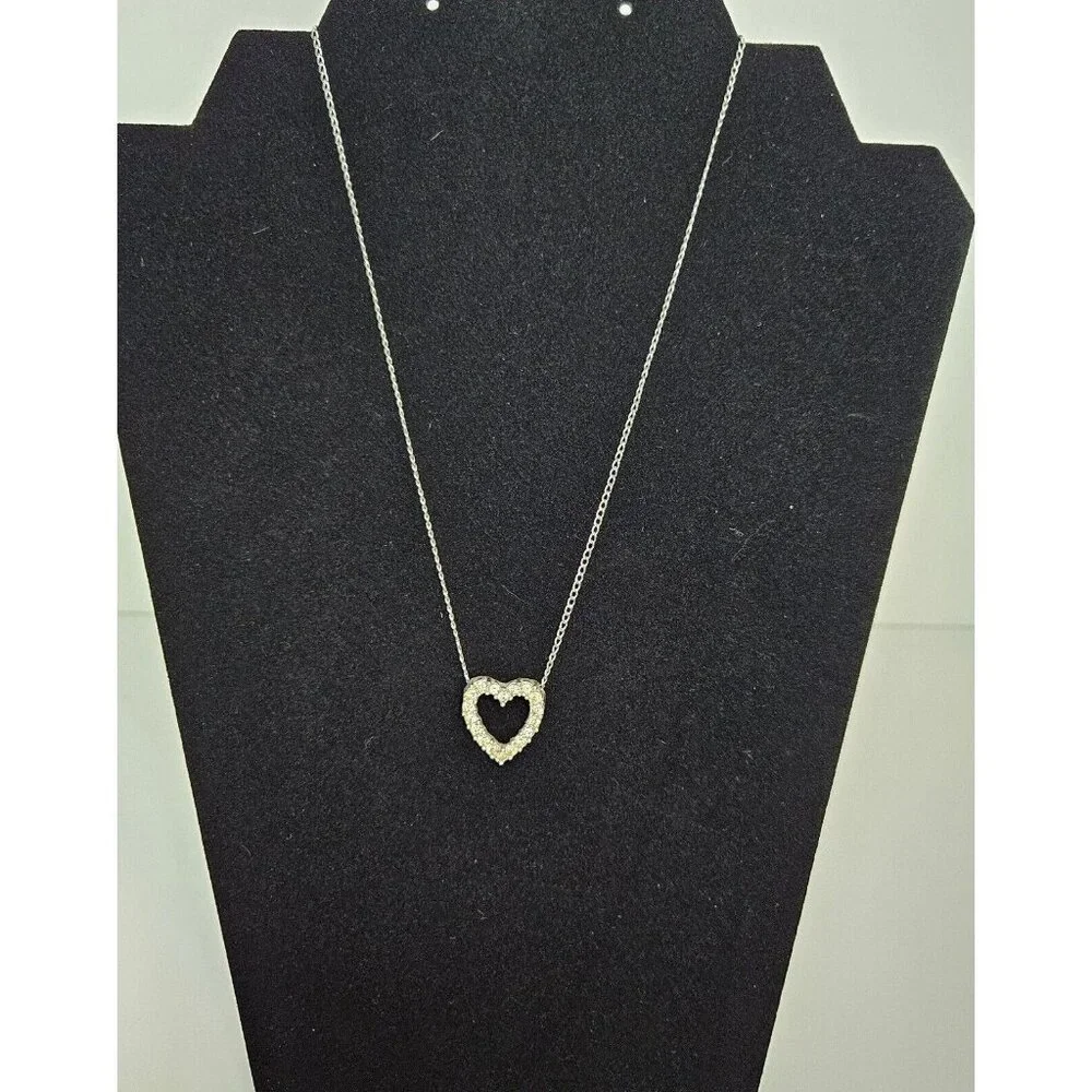 Vintage Sarah Coventry Heart Pendant Rhinestone Necklace 15